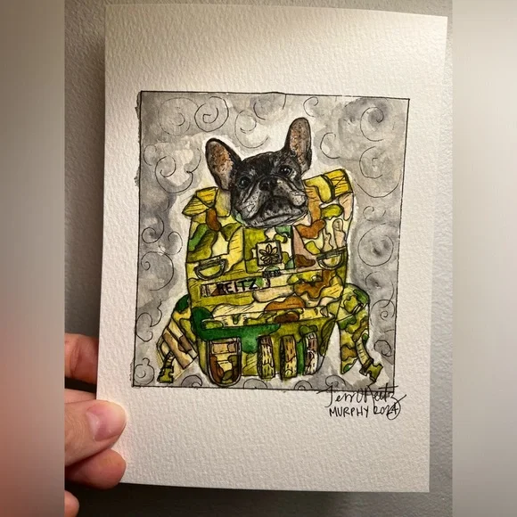 CUSTOM Watercolor and Pen Pet Portrait 5x7 - Picture 5 of 14